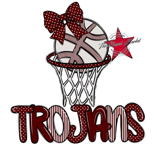 Trojans Basketball Spirit Design-Maroon