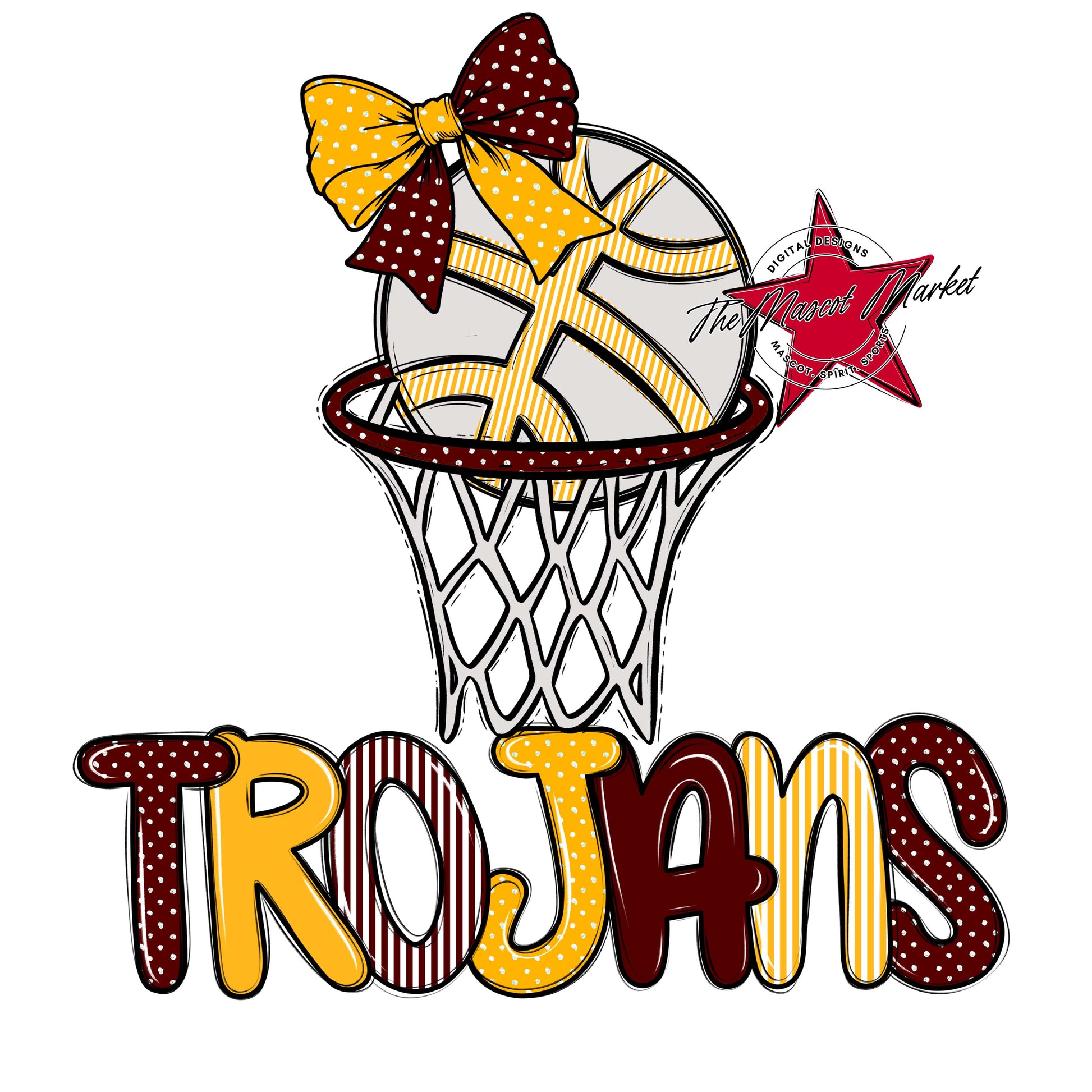 Trojans Basketball Spirit Design-Maroon & Yellow