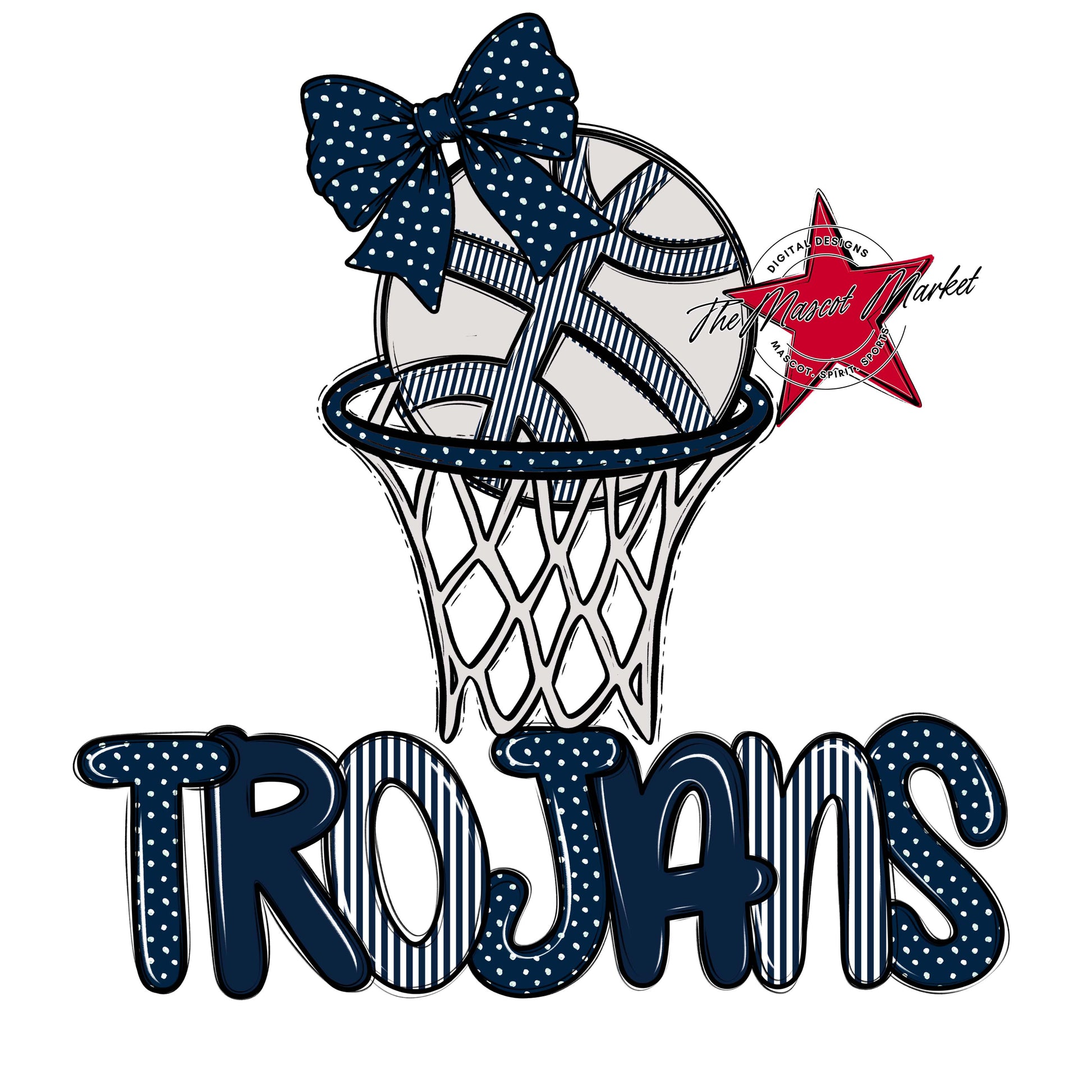 Trojans Basketball Spirit Design-Navy