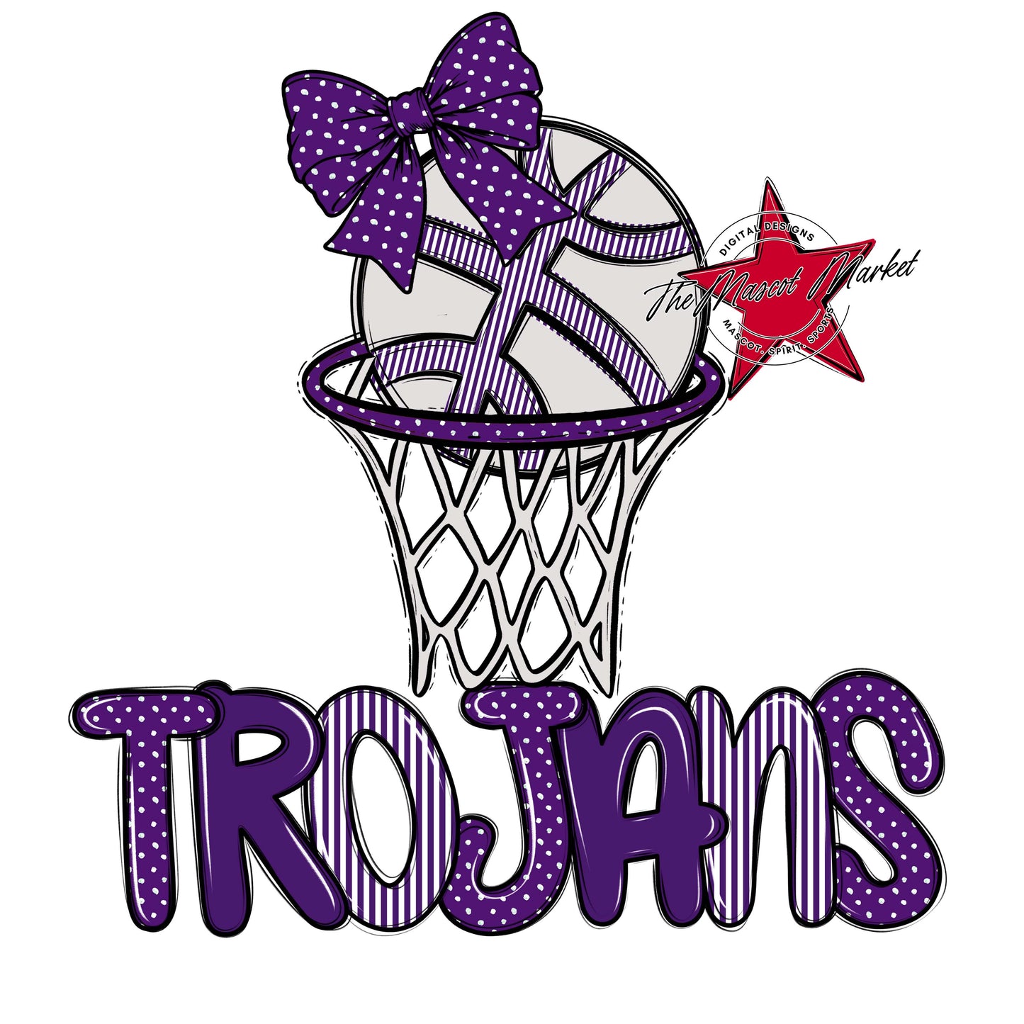 Trojans Basketball Spirit Design-Purple