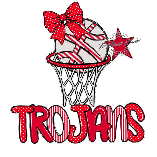 Trojans Basketball Spirit Design-Red
