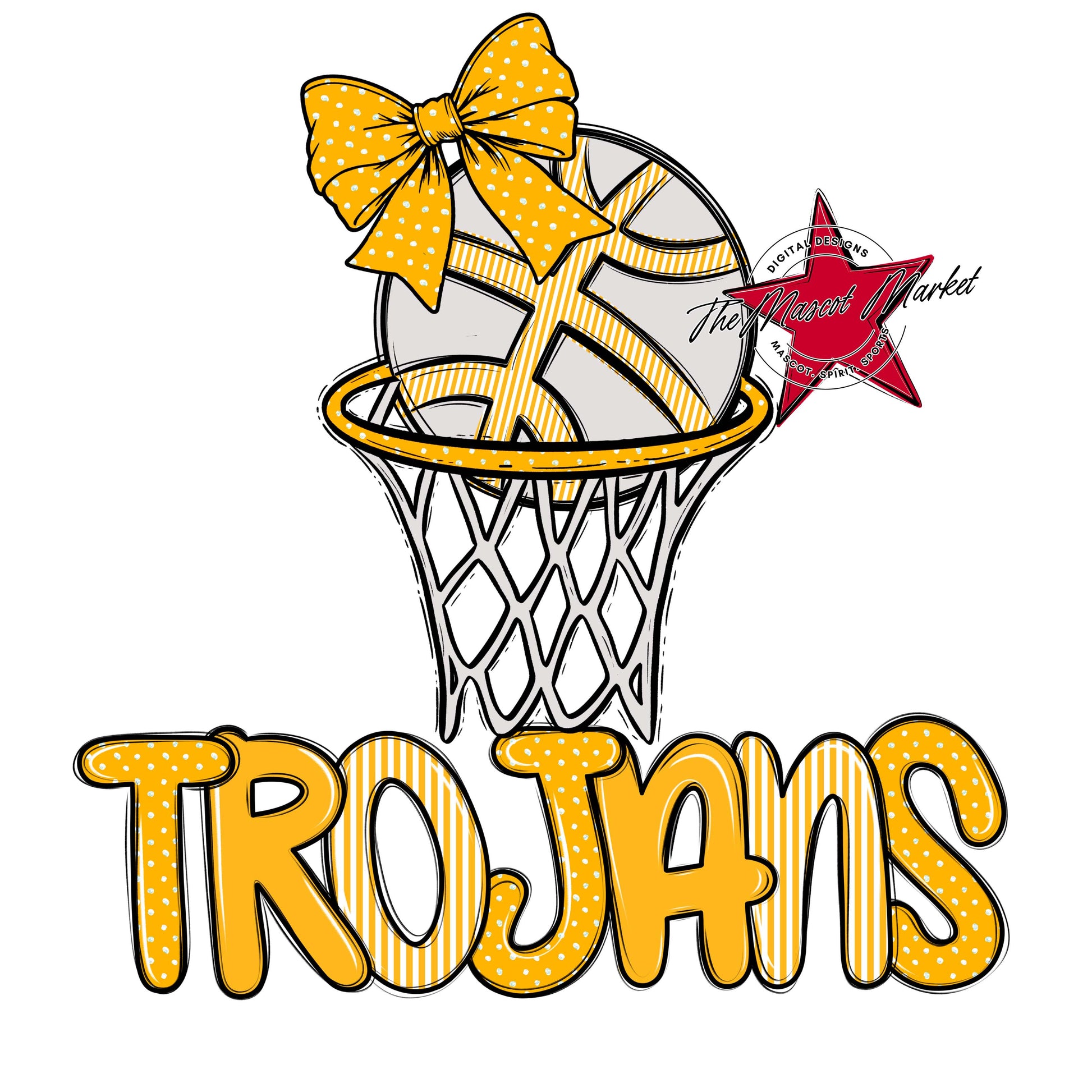 Trojans Basketball Spirit Design-Yellow
