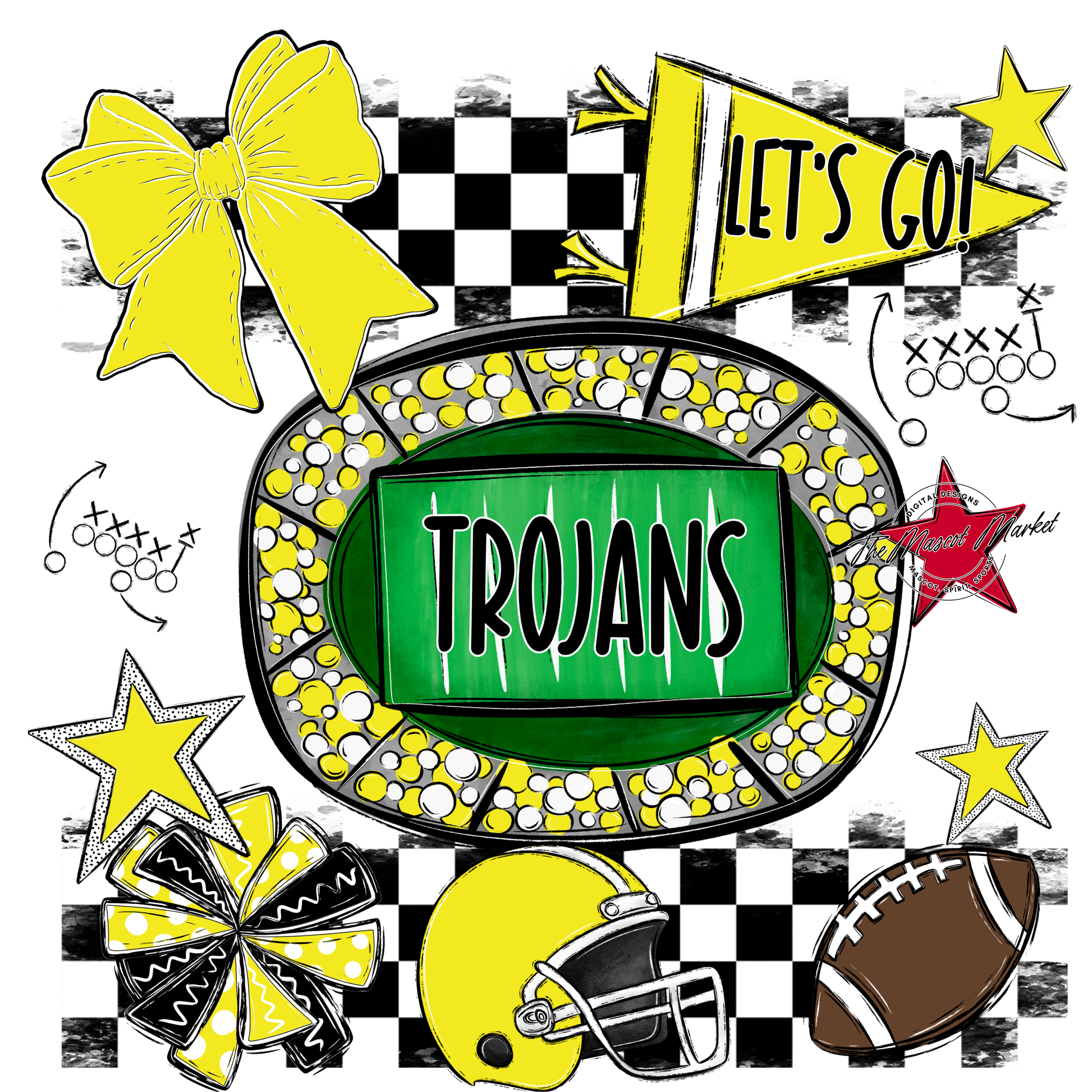Trojans Checkers Spirit Design-Bright Yellow