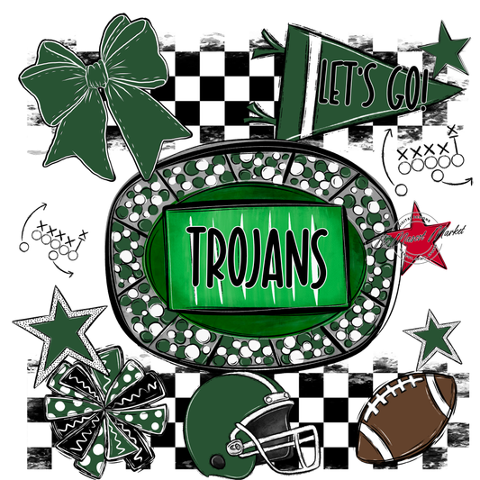 Trojans Checkers Spirit Design-Green