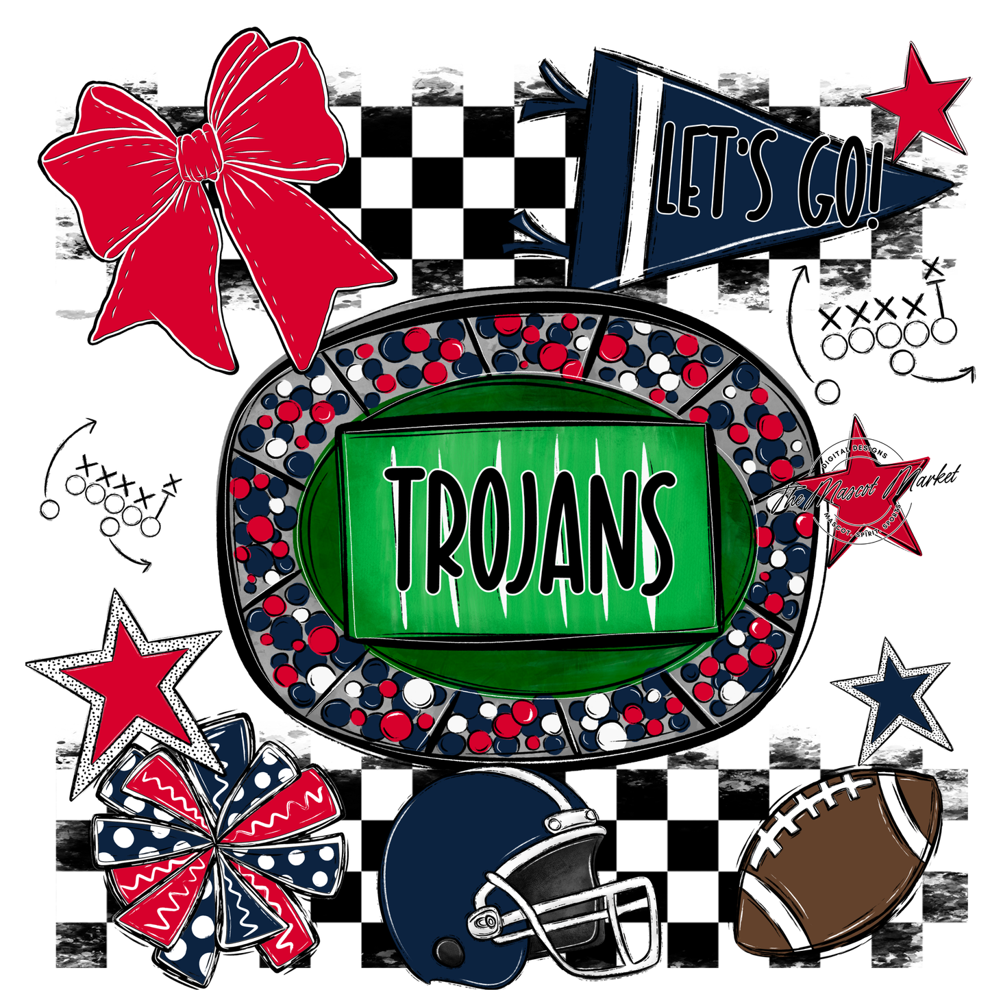 Trojans Checkers Spirit Design-Navy-Red