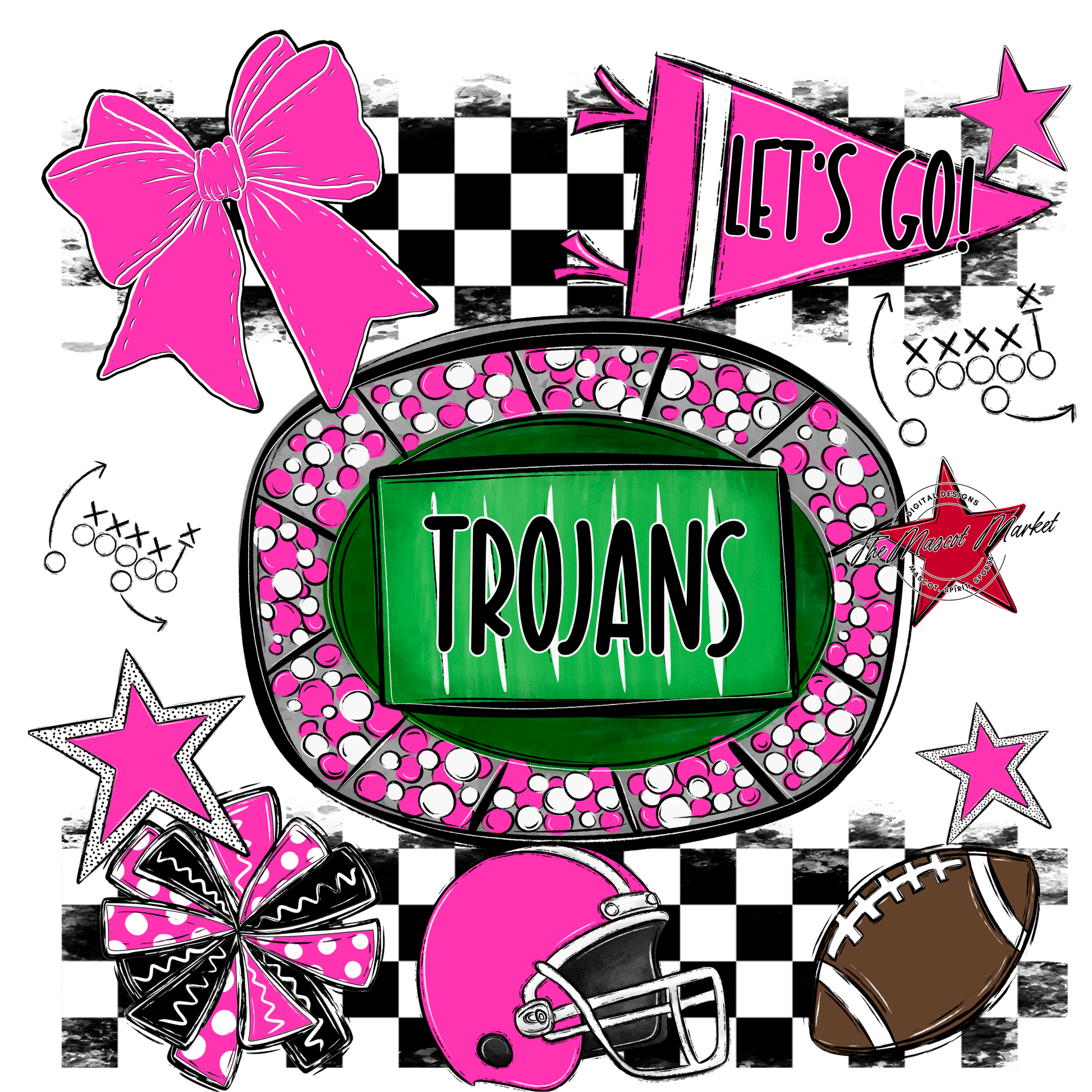 Trojans Checkers Spirit Design-Pink