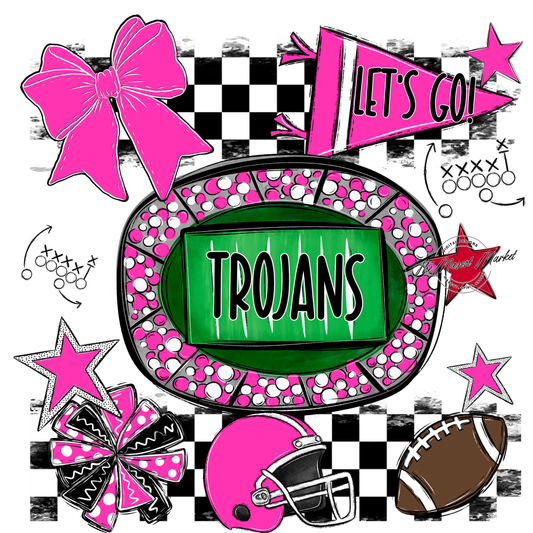 Trojans Checkers Spirit Design-Pink