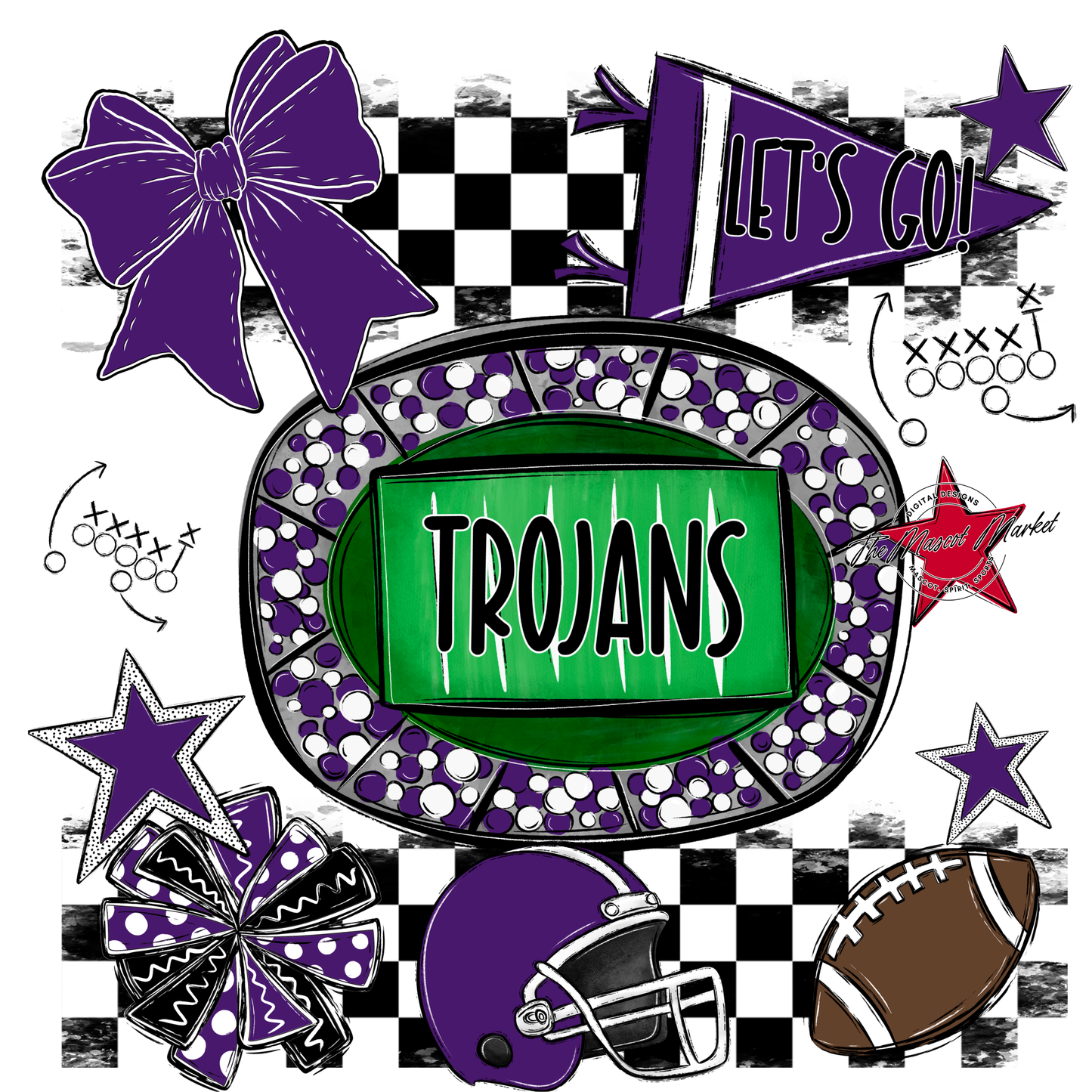 Trojans Checkers Spirit Design-Purple