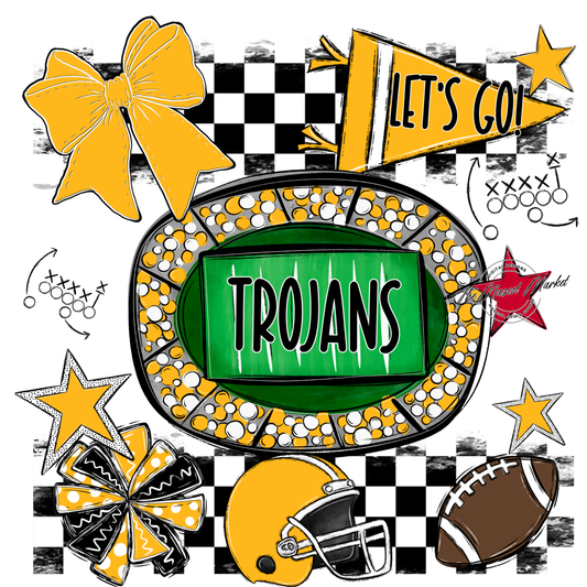 Trojans Checkers Spirit Design-Yellow