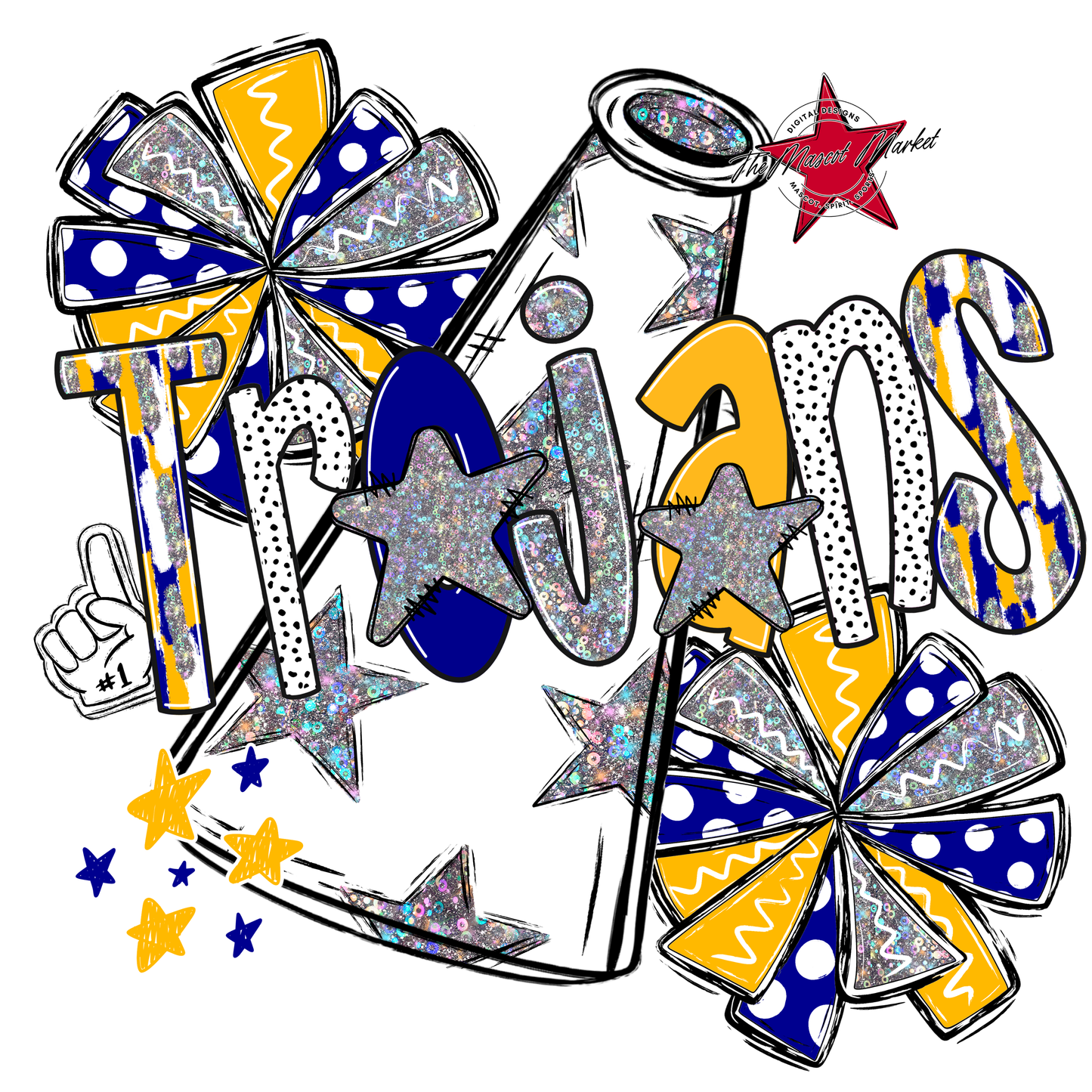 Trojans Cheer Megaphone Scrape-Blue-Yellow