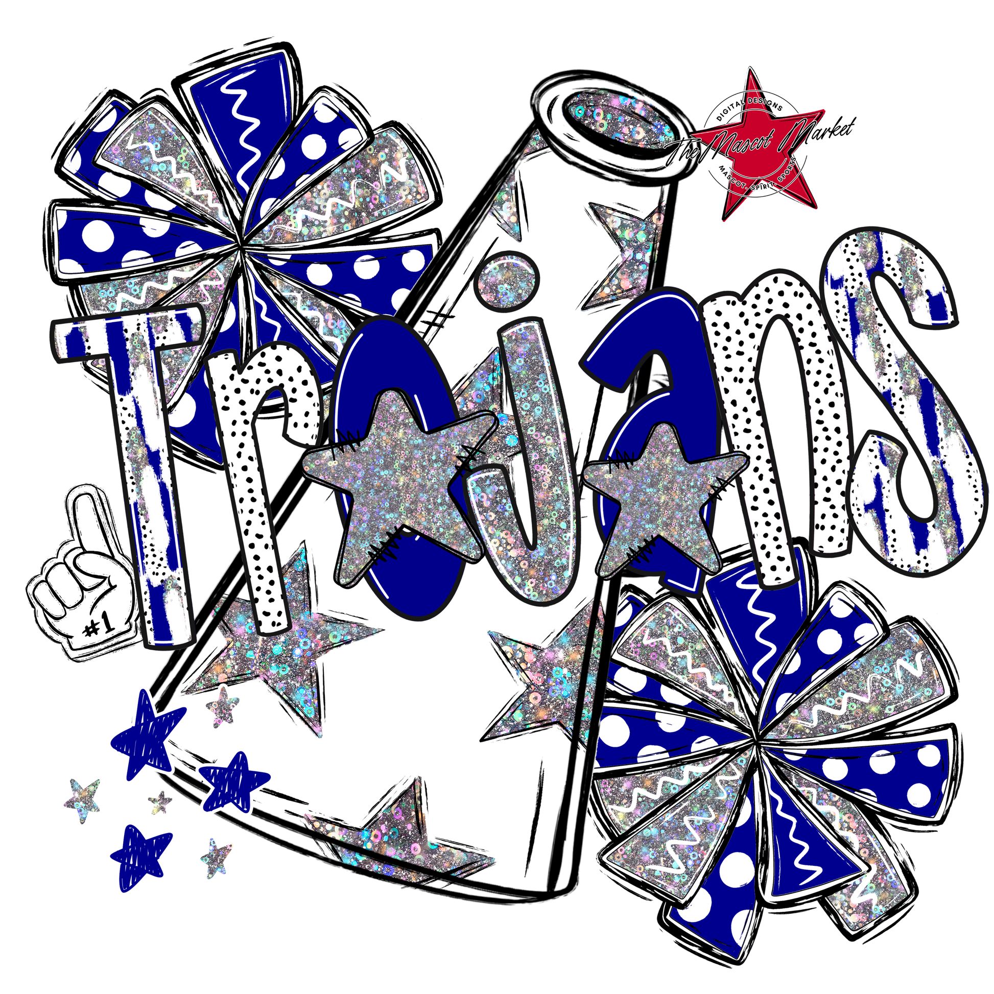 Trojans Cheer Megaphone Scrape-Blue