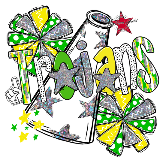 Trojans Cheer Megaphone Scrape-Bright Green-Bright Yellow