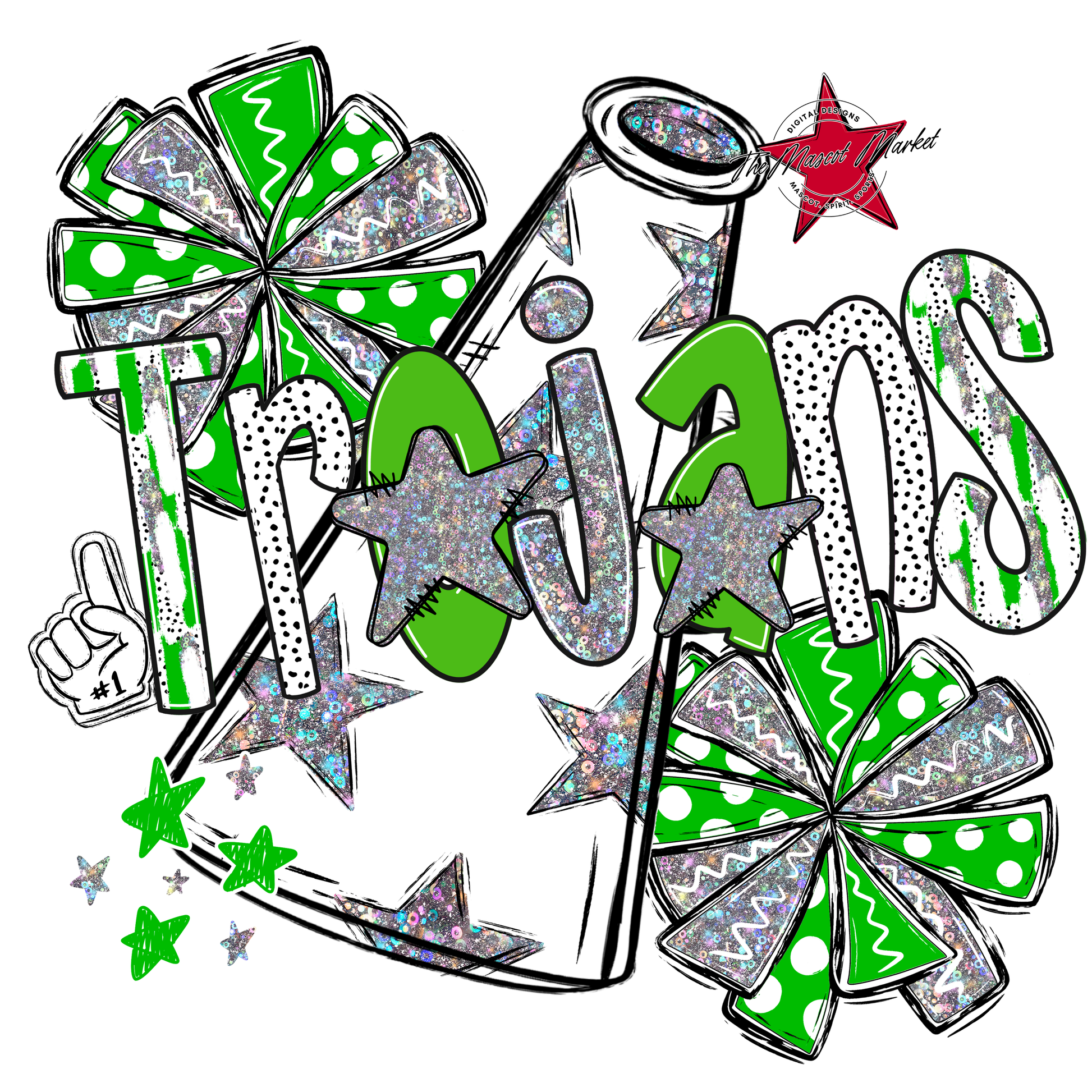 Trojans Cheer Megaphone Scrape-Bright Green