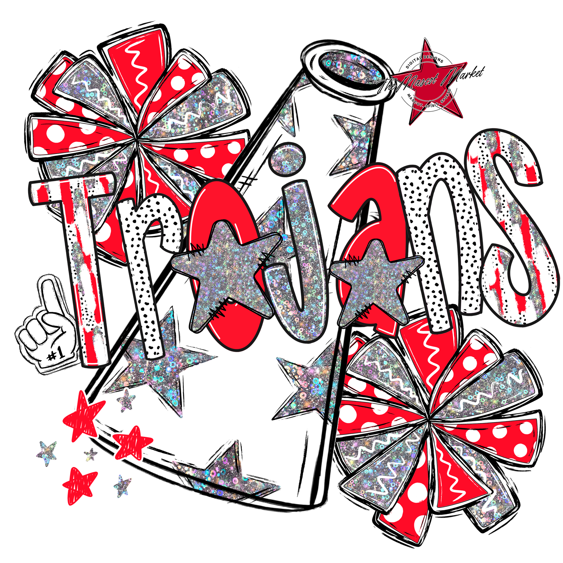 Trojans Cheer Megaphone Scrape-Bright Red