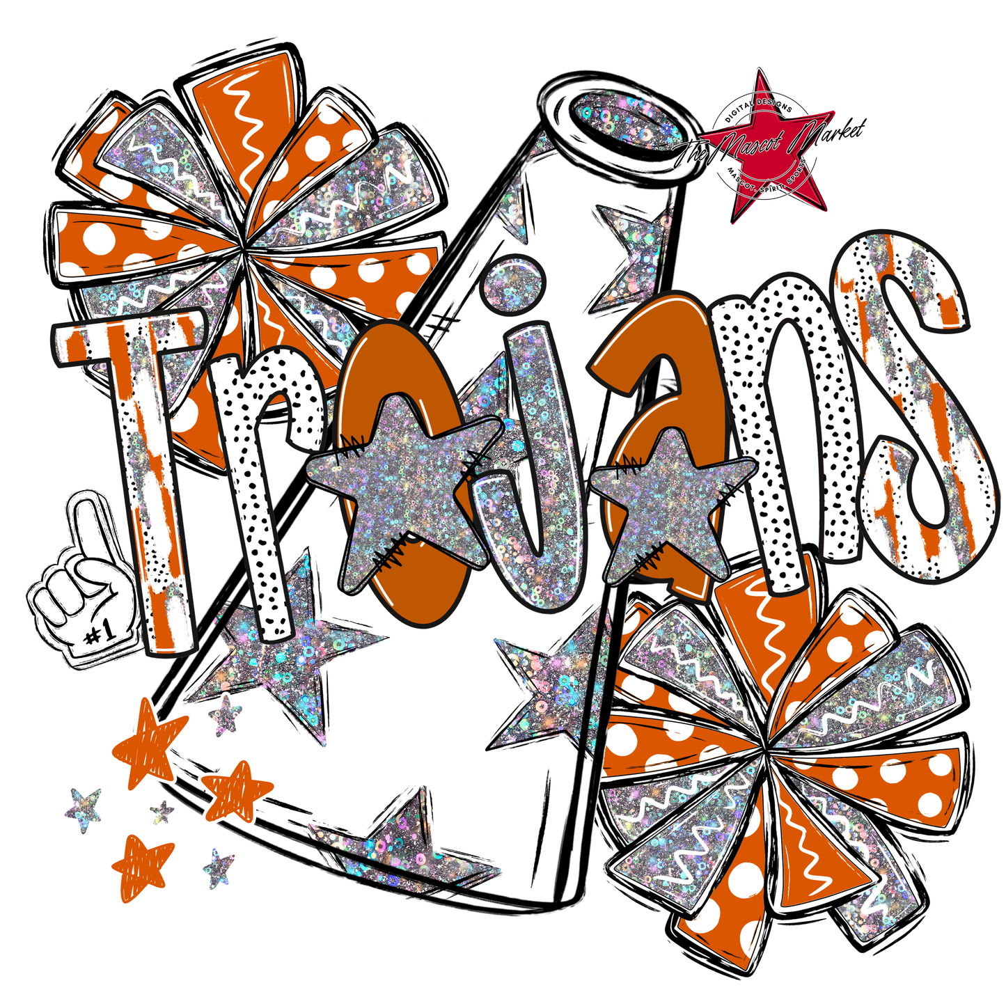 Trojans Cheer Megaphone Scrape-Burnt Orange