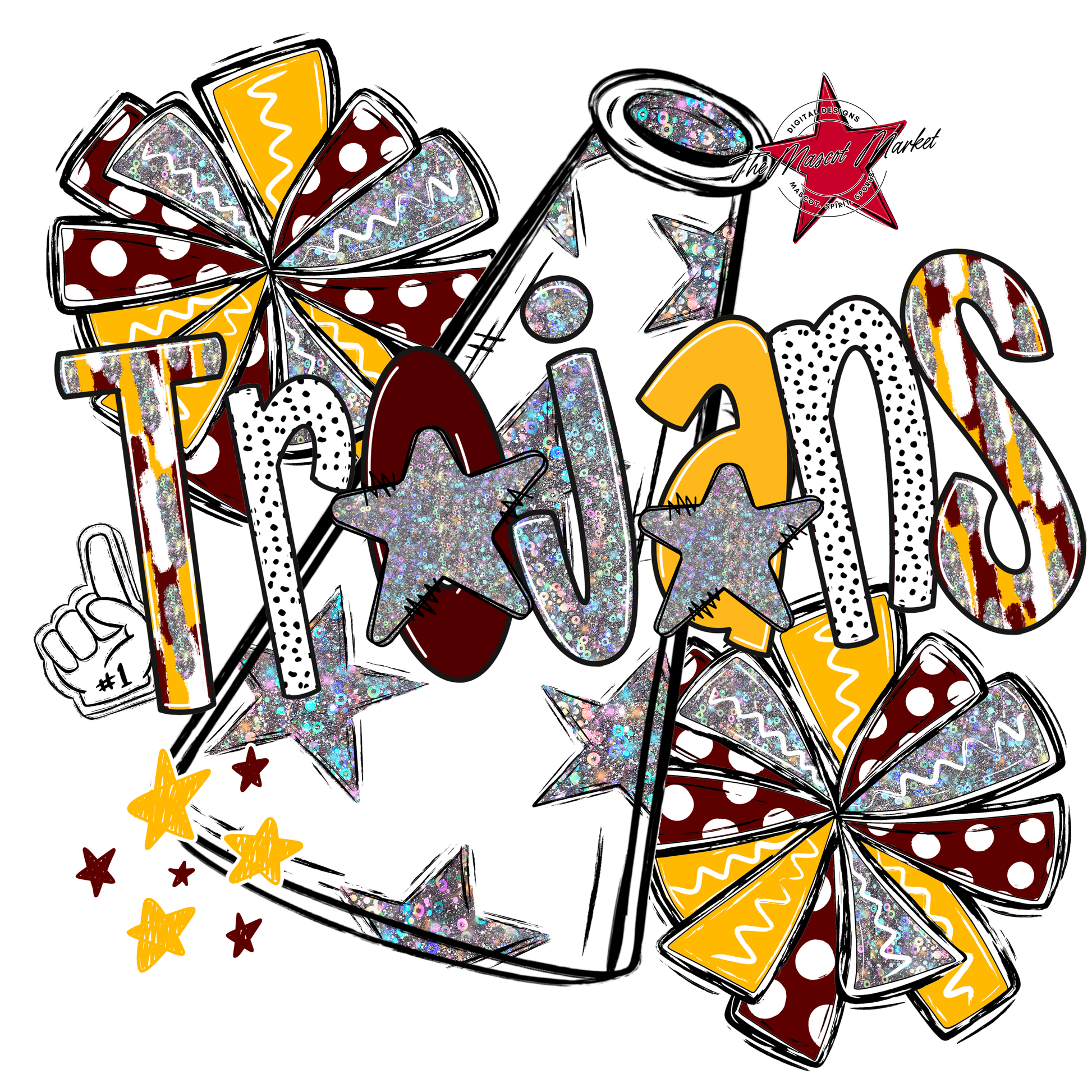 Trojans Cheer Megaphone Scrape-Maroon-Yellow