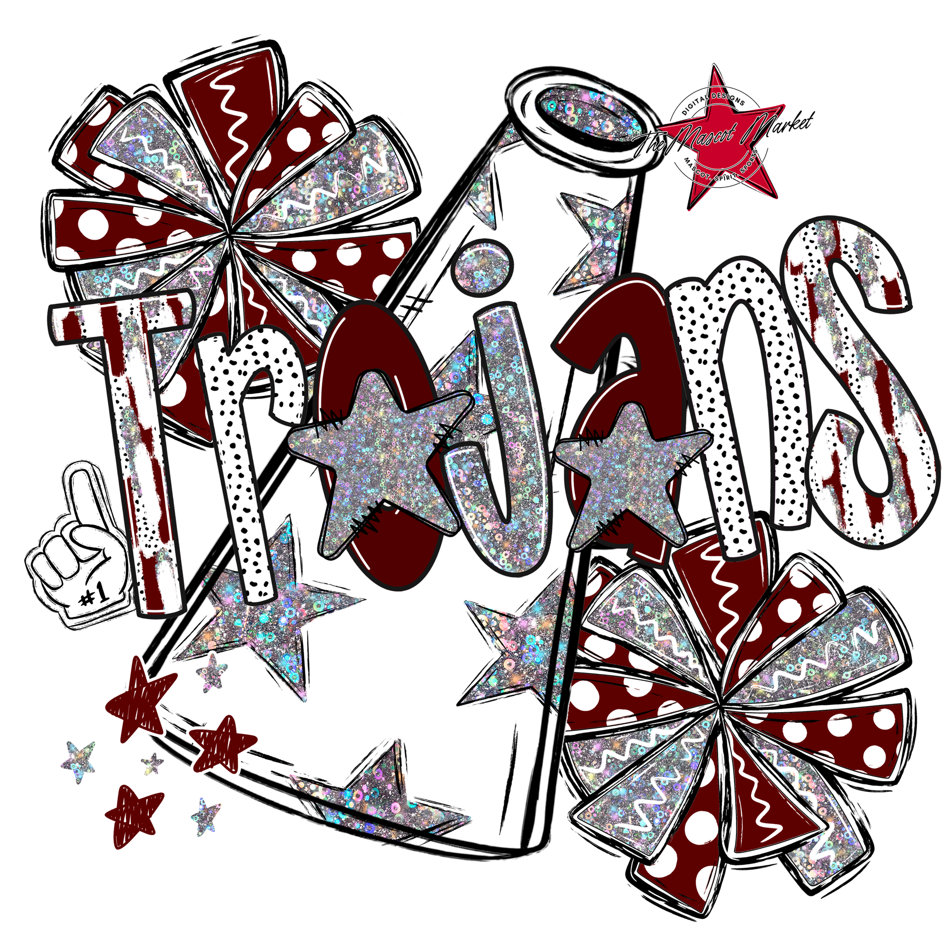 Trojans Cheer Megaphone Scrape-Maroon