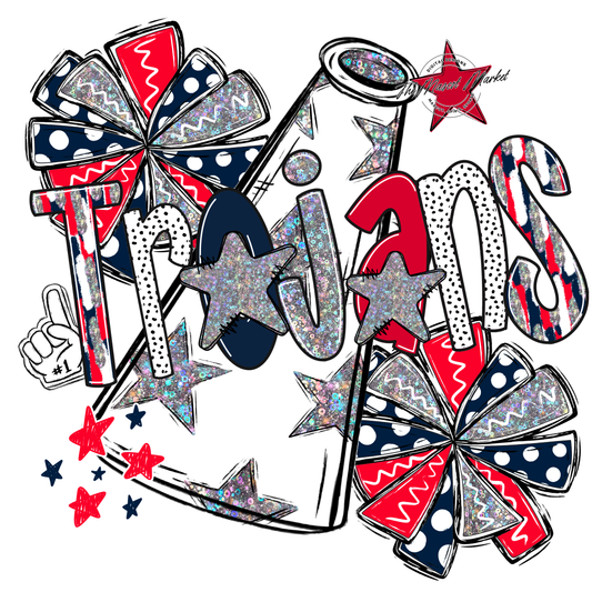 Trojans Cheer Megaphone Scrape-Navy-Red