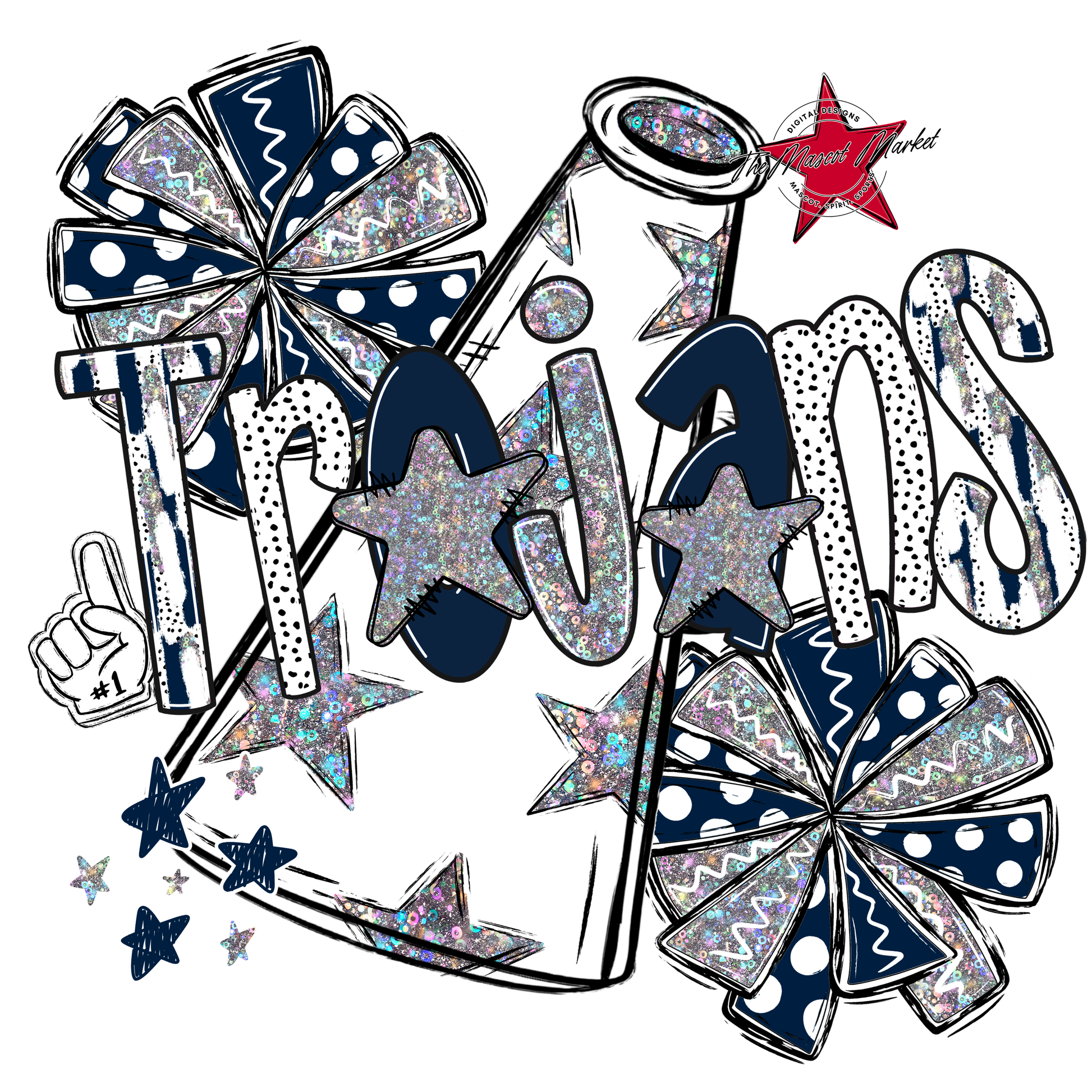 Trojans Cheer Megaphone Scrape-Navy