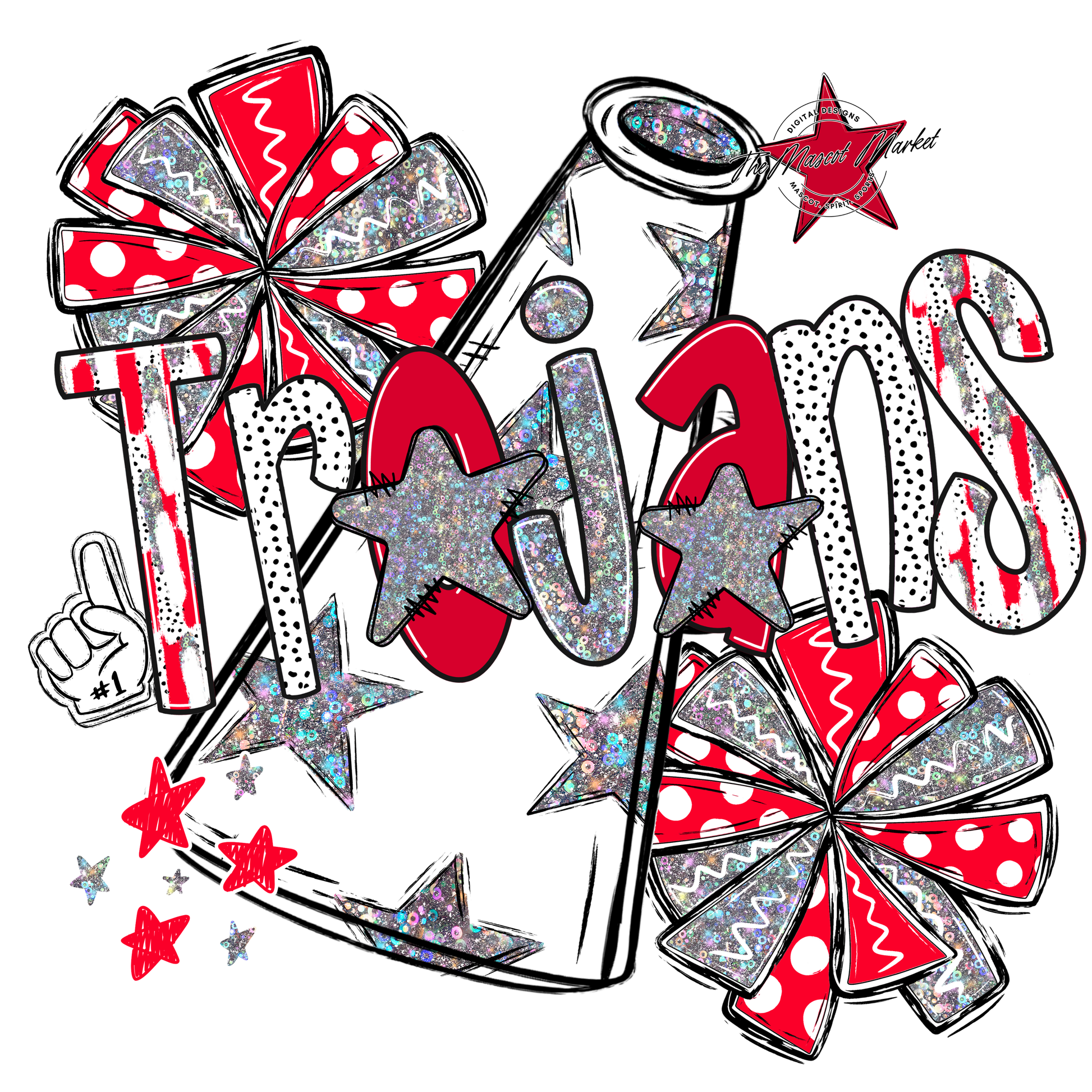 Trojans Cheer Megaphone Scrape-Red