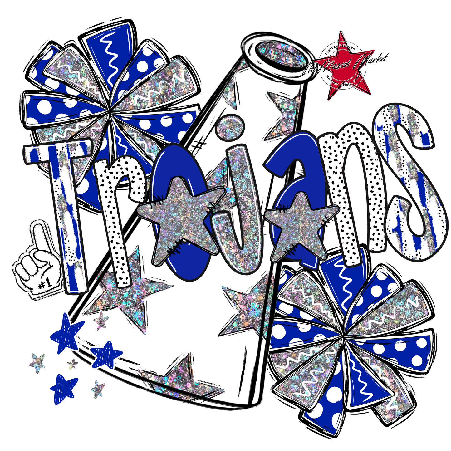 Trojans Cheer Megaphone Scrape-Royal Blue