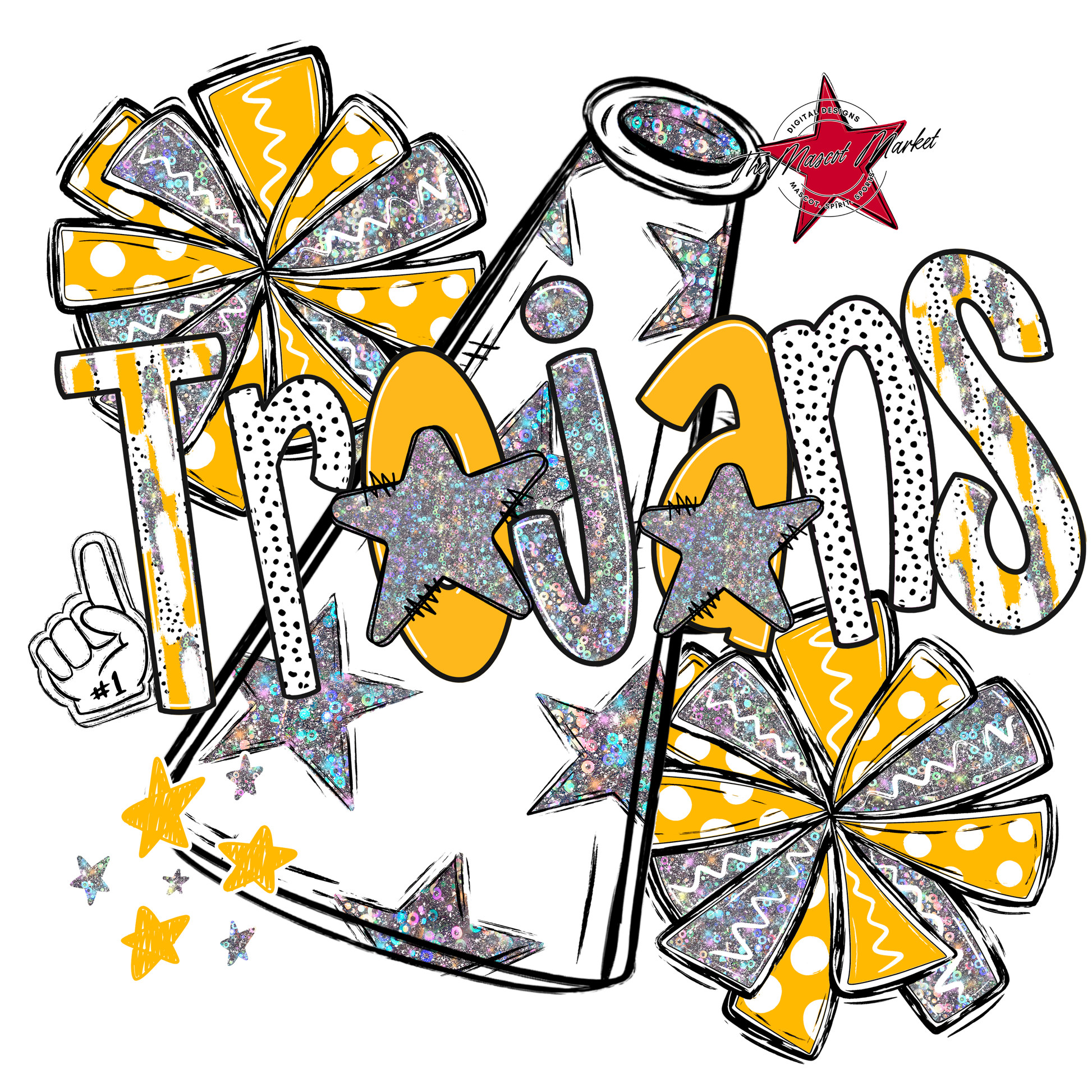 Trojans Cheer Megaphone Scrape-Yellow