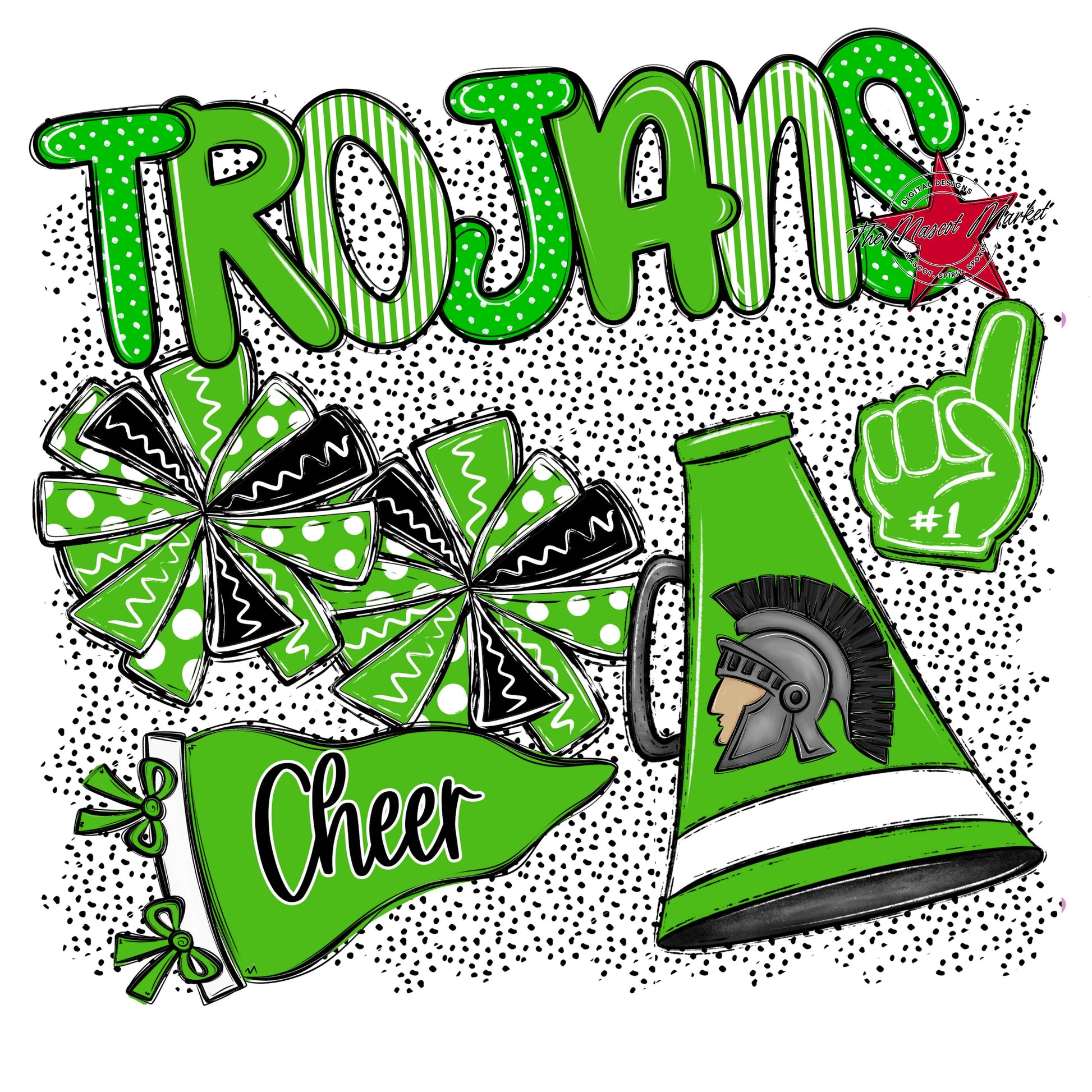 Trojans Cheer Spirit-Bright Green