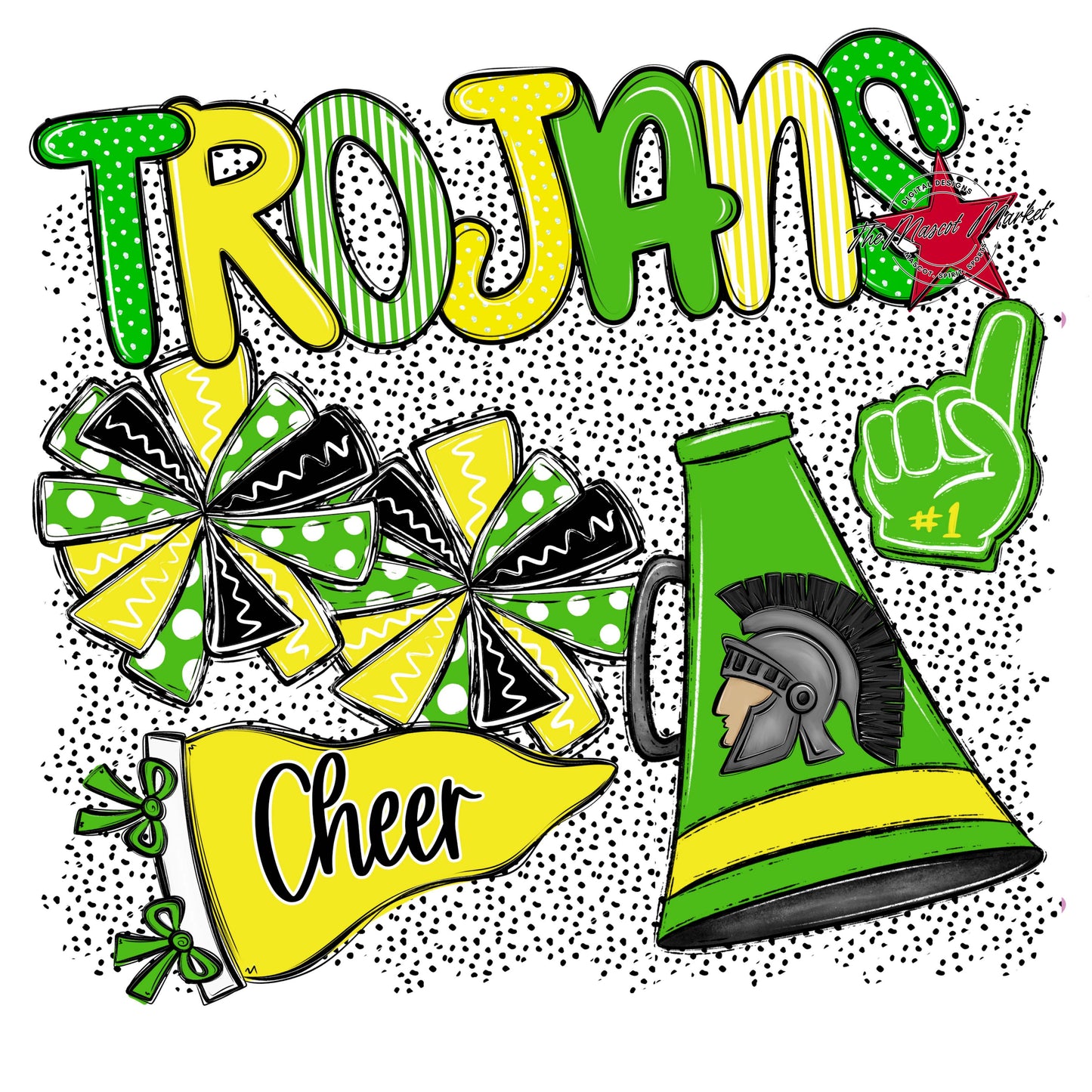 Trojans Cheer Spirit-Bright Green & Bright Yellow