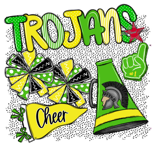 Trojans Cheer Spirit-Bright Green & Bright Yellow