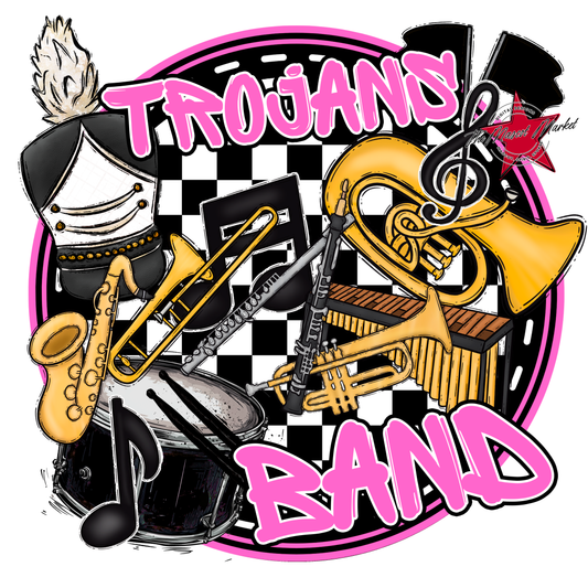 Trojans Circle Band Design-Baby Pink
