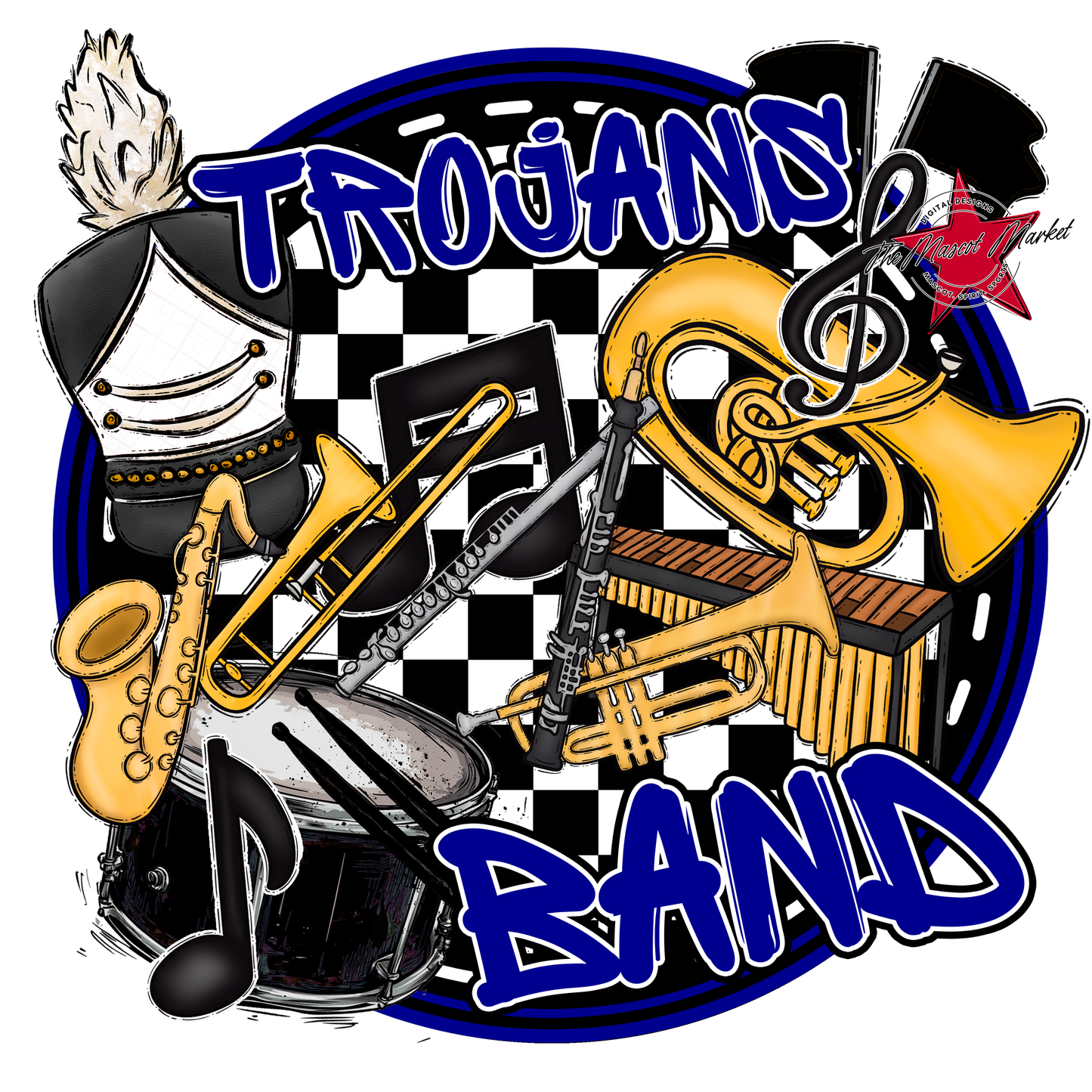 Trojans Circle Band Design-Blue