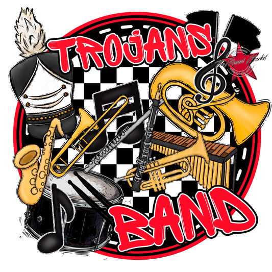 Trojans Circle Band Design-Bright Red