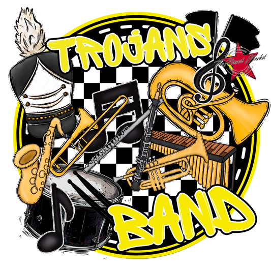 Trojans Circle Band Design-Bright Yellow