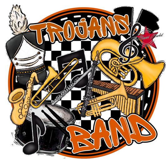 Trojans Circle Band Design-Burnt Orange