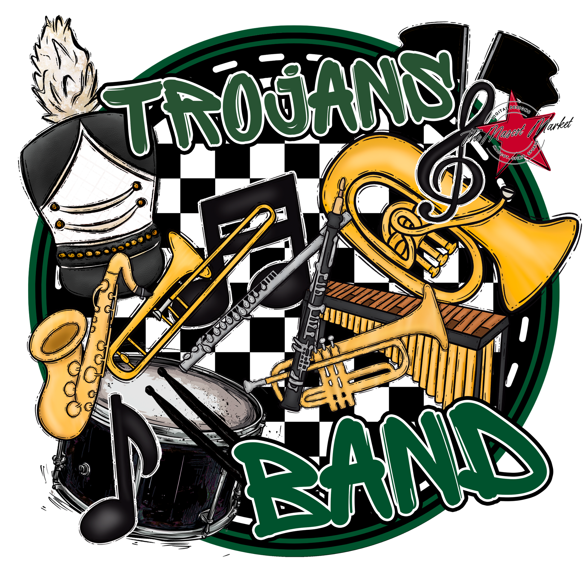 Trojans Circle Band Design-Green