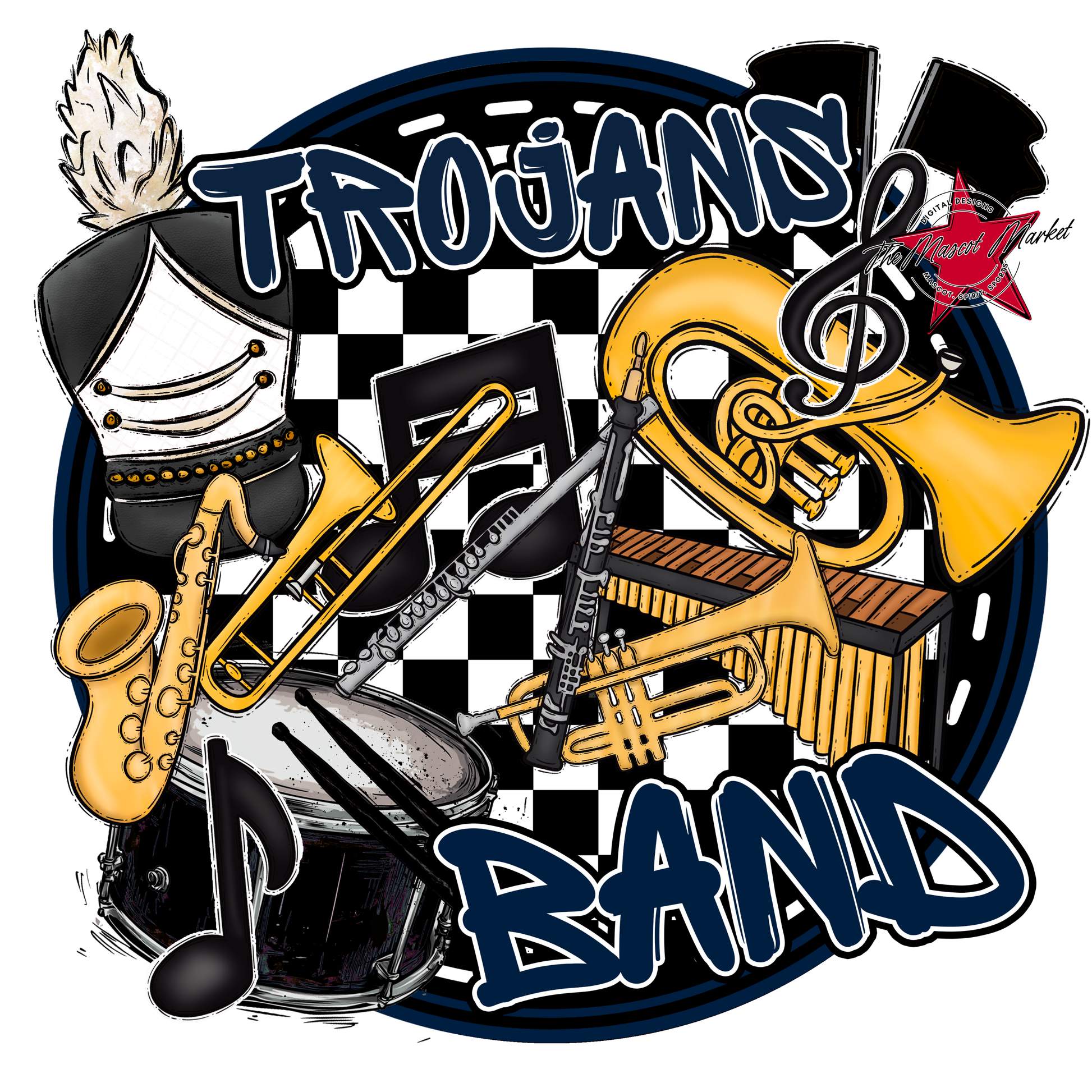 Trojans Circle Band Design-Navy