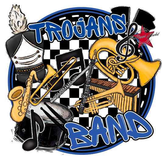 Trojans Circle Band Design-Off Blue