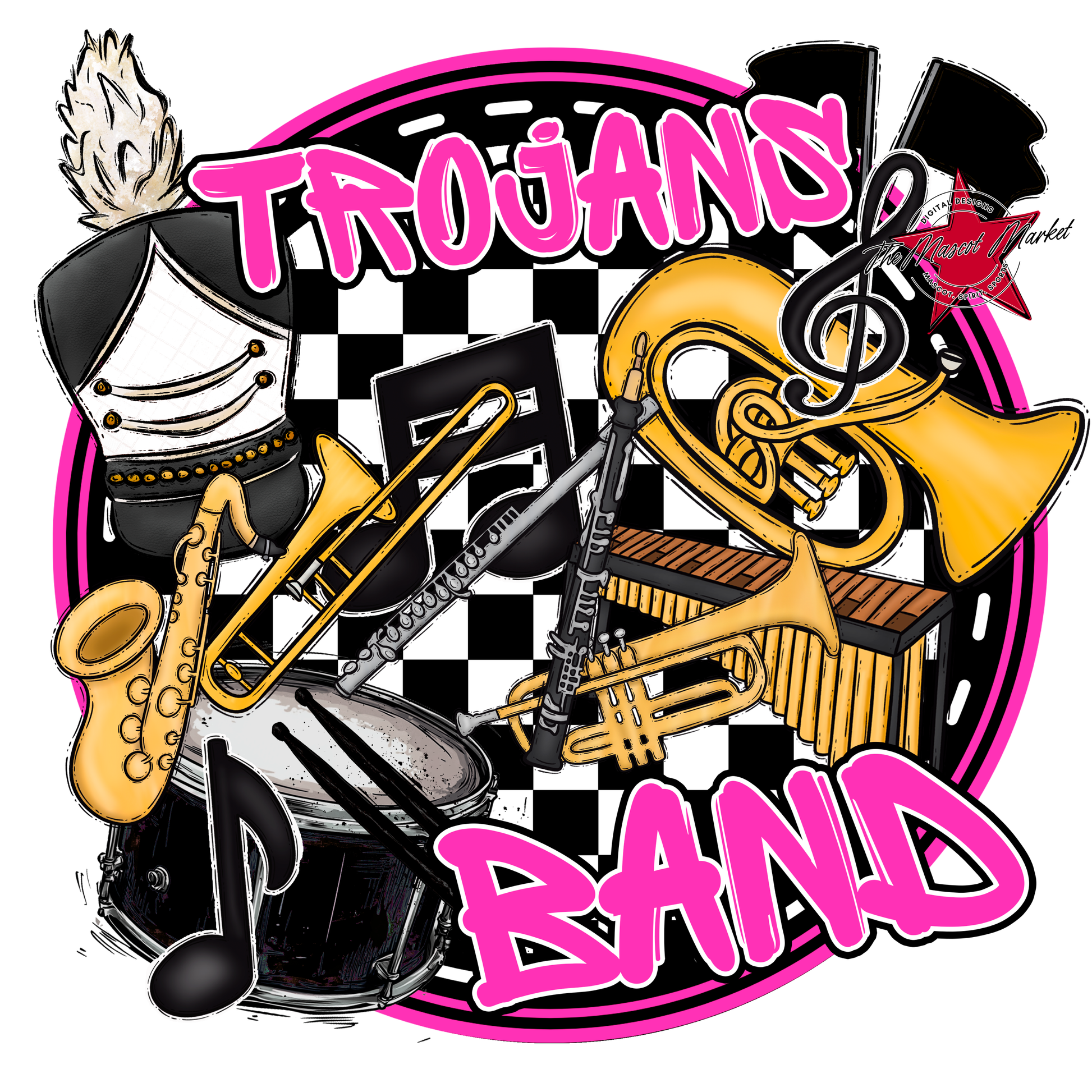 Trojans Circle Band Design-Pink