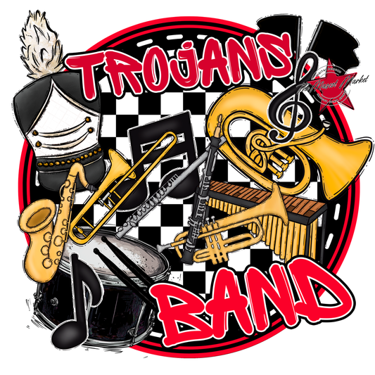 Trojans Circle Band Design-Red