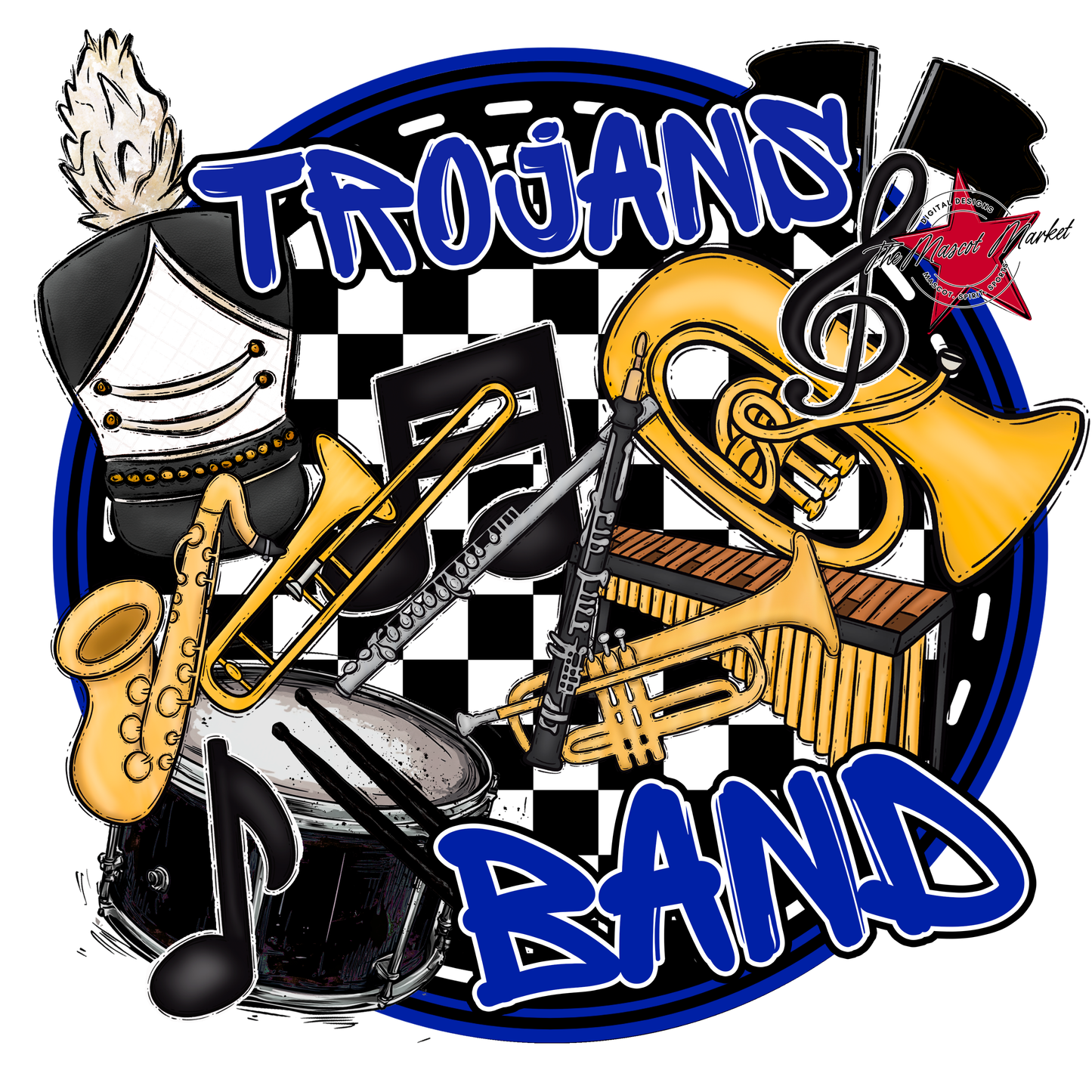 Trojans Circle Band Design-Royal Blue