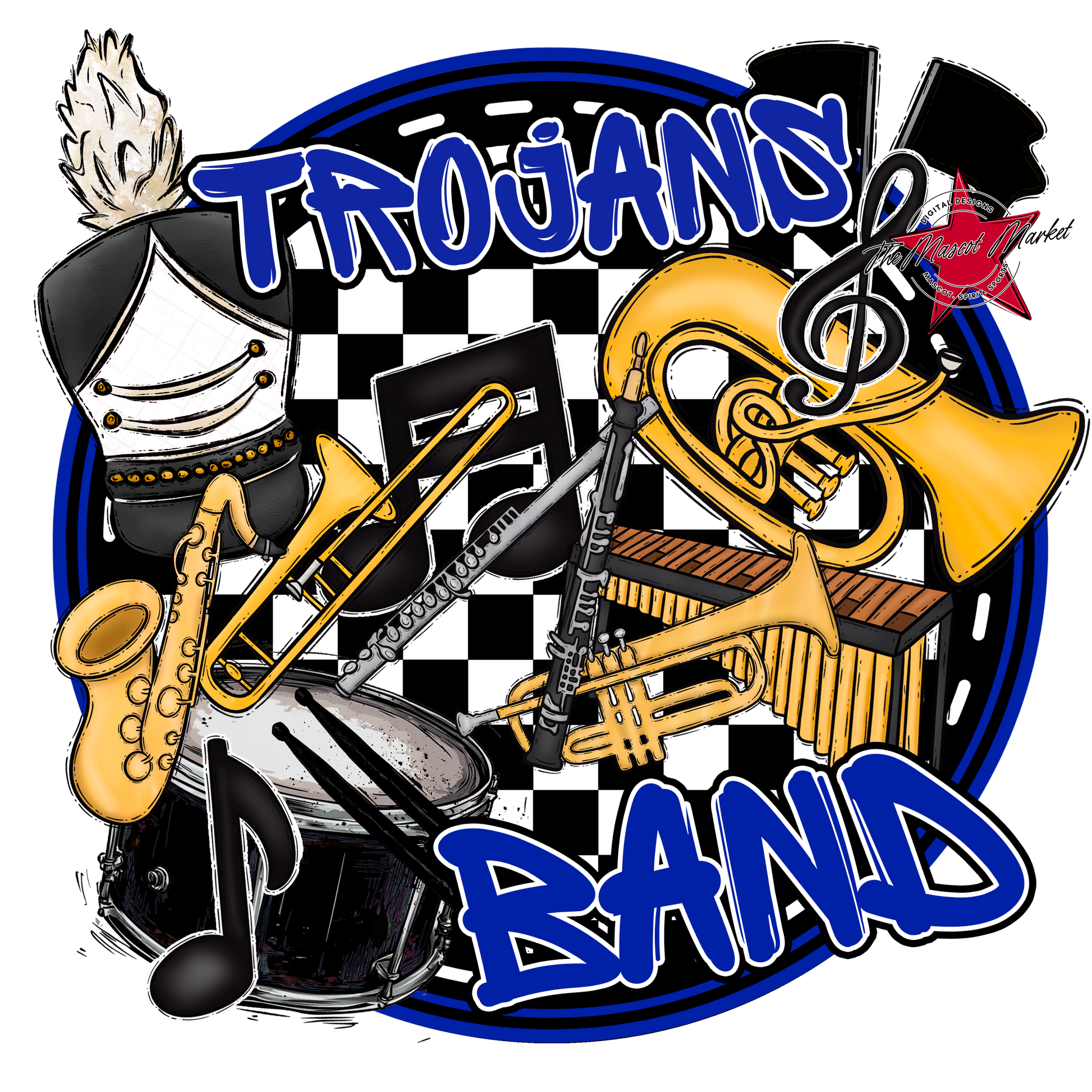 Trojans Circle Band Design-Royal Blue