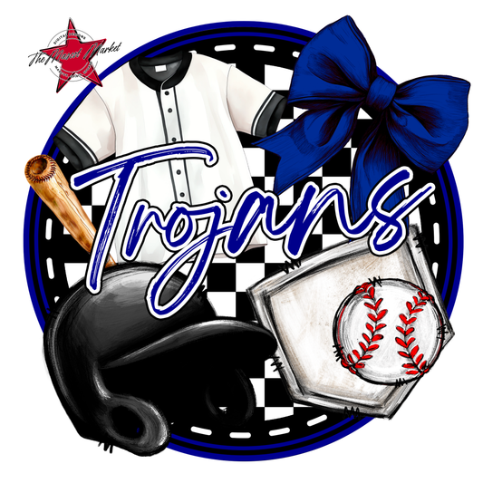 Trojans Circle Baseball Design-Blue
