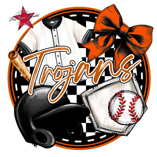 Trojans Circle Baseball Design-Burnt Orange