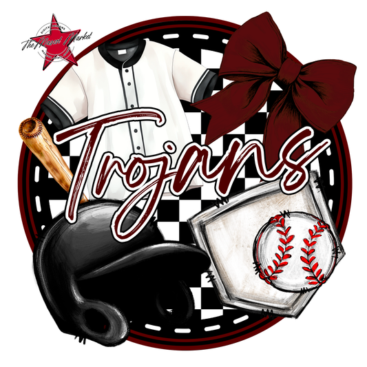 Trojans Circle Baseball Design-Maroon