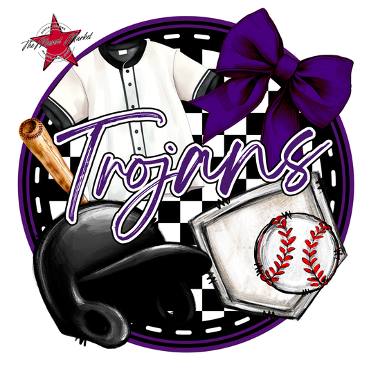 Trojans Circle Baseball Design-Purple