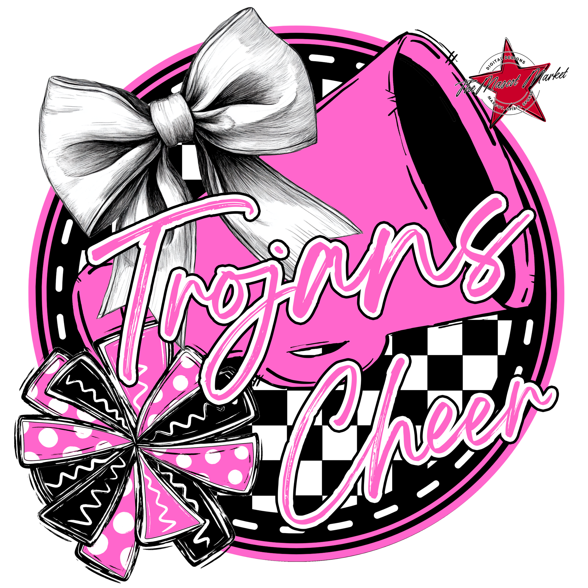 Trojans Circle Cheer Design-Baby Pink