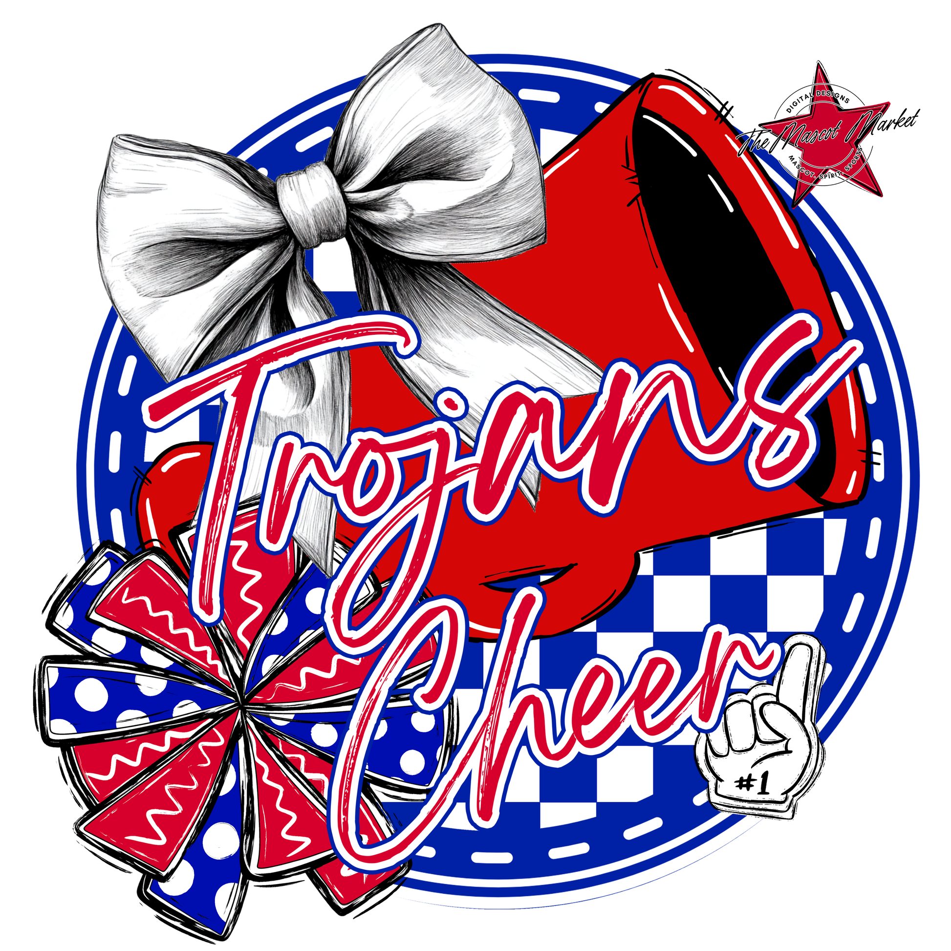 Trojans Circle Cheer Design-Blue-Red