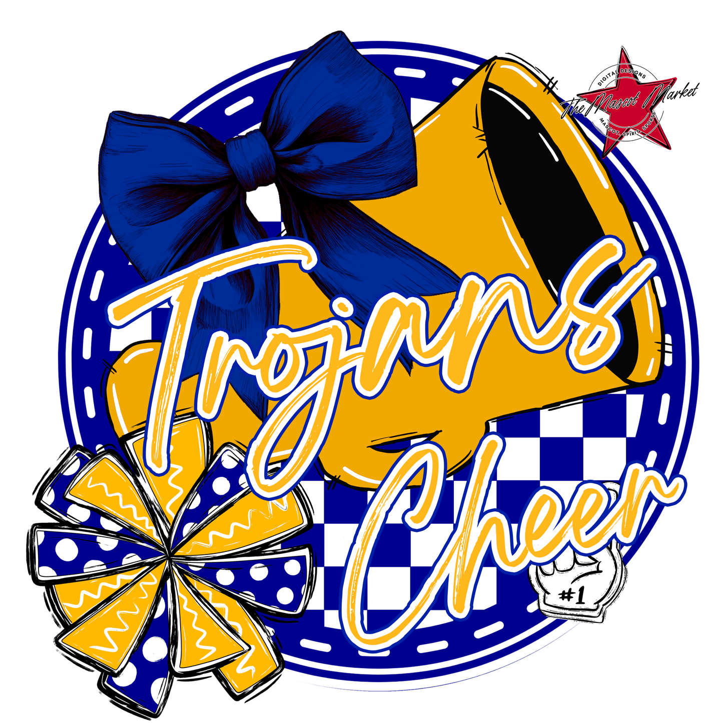 Trojans Circle Cheer Design-Blue-Yellow