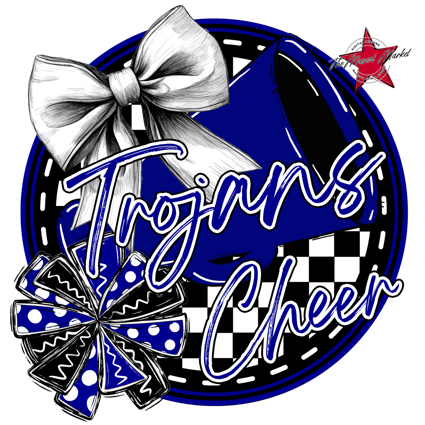 Trojans Circle Cheer Design-Blue