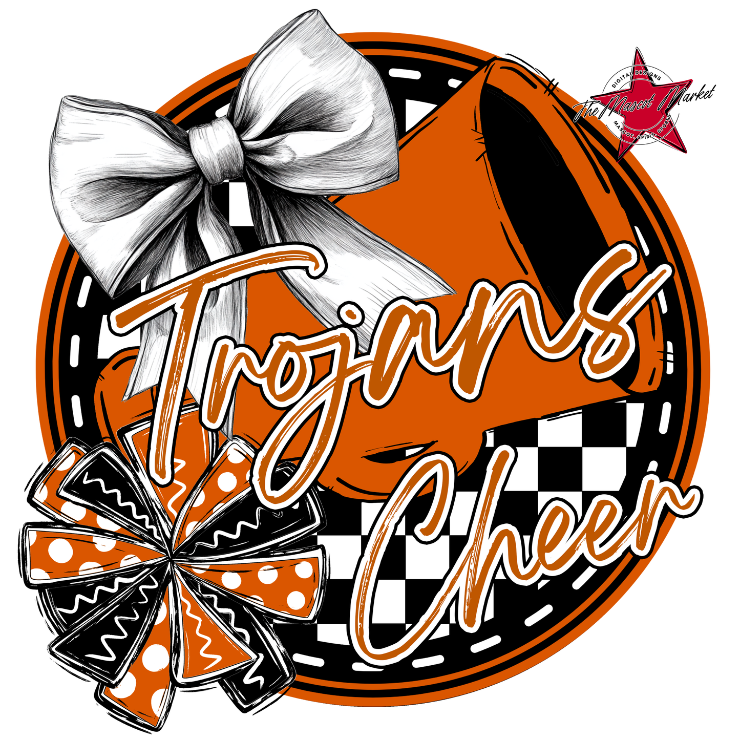 Trojans Circle Cheer Design-Burnt Orange